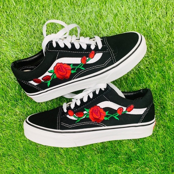 green vans with rose